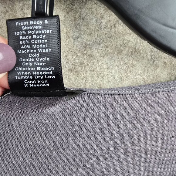 Ann Taylor Factory Womens V-Neck Blouse XL Gray Polyester Modal Blend - Picture 4 of 6